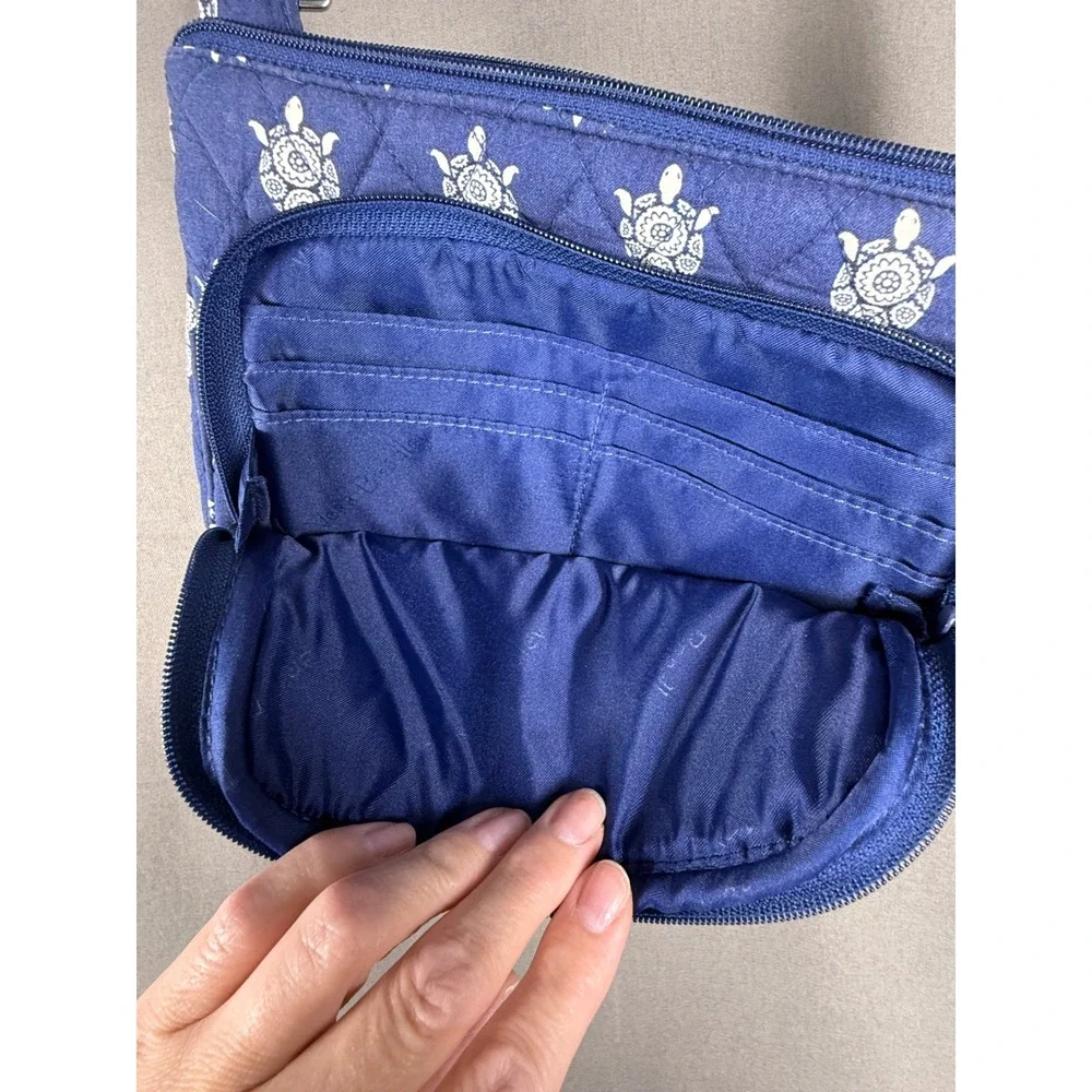 Vera Bradley Crossbody Bag Womens Small Blue Sea Turtle Quilted Wallet Purse